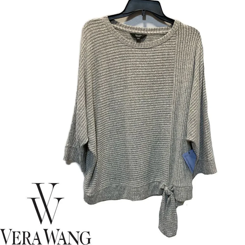 NWT Vera Wang women’s tie front 3/4 sleeve sweater XXL - Picture 2 of 12